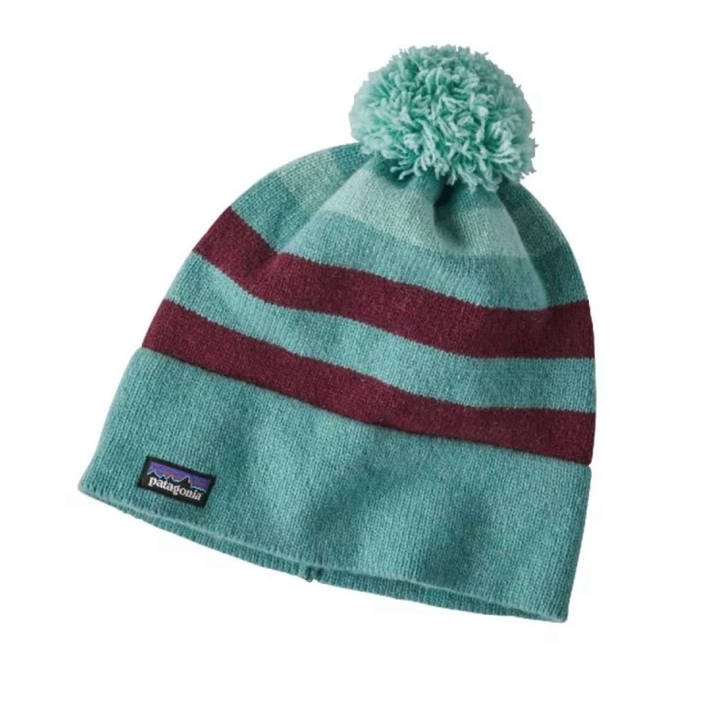 Vintage Patagonia  Town Beanie - Gorro Aqua and Maroon Pom-Pom Beanie